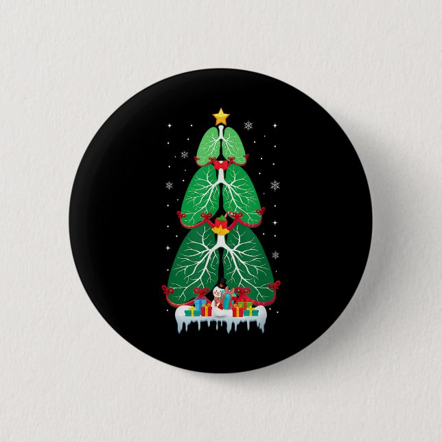 Badge Rond 5 Cm Thérapie respiratoire des arbres de Noël pulmonair (Devant)