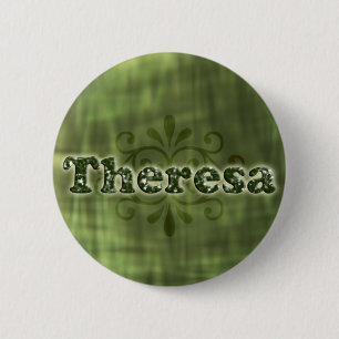 Badge Rond 5 Cm Theresa verte