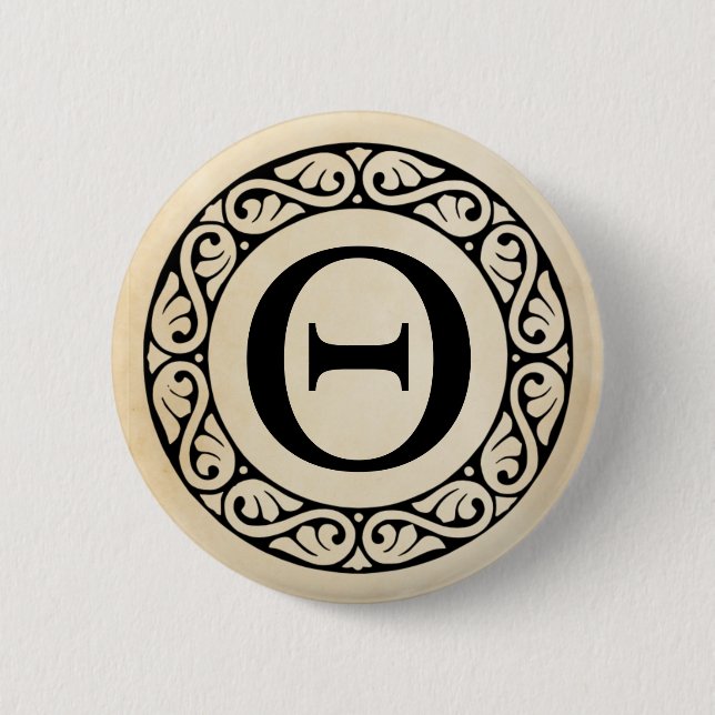 Badge Rond 5 Cm Thêta de lettre d'alphabet grec (Devant)