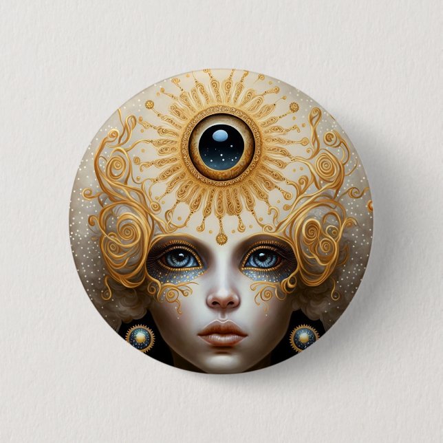 Badge Rond 5 Cm Third Eye Goddess Fantasy Art (Devant)