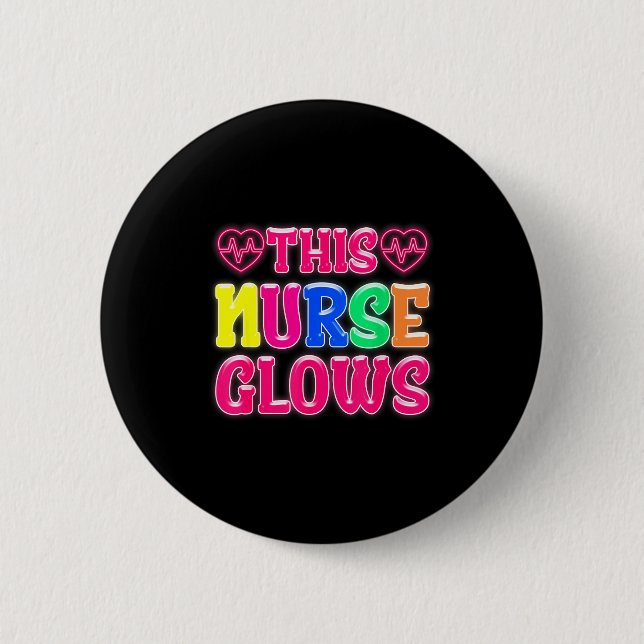Badge Rond 5 Cm This Nurse Glows Nursing Glow Retro  (Devant)