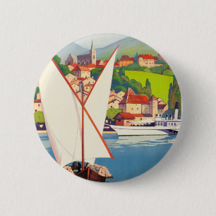 Badge Rond 5 Cm Thonon Les Bains Français Travel Europe