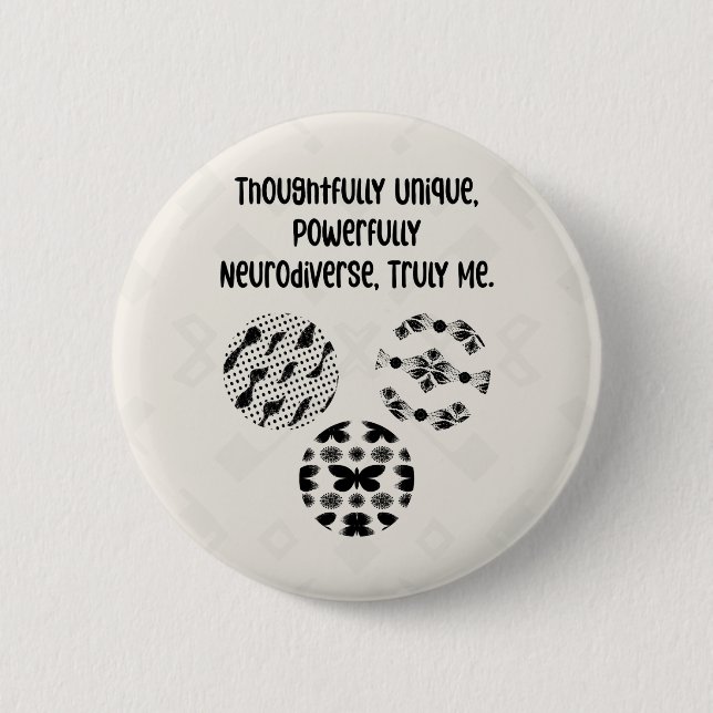Badge Rond 5 Cm Thoughtfully Unique Powerfully Neurodiverse Truly  (Devant)