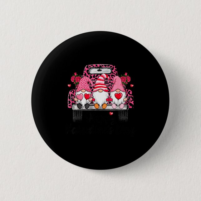 Badge Rond 5 Cm Three Gnomes And Leopard Truck Happy Valentine's D (Devant)