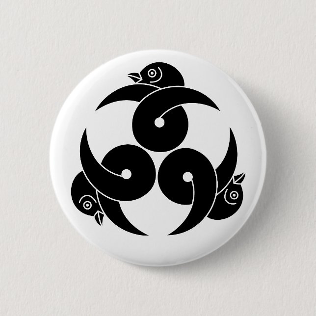 Badge Rond 5 Cm Three looped wild geese, heads facing outward (Devant)