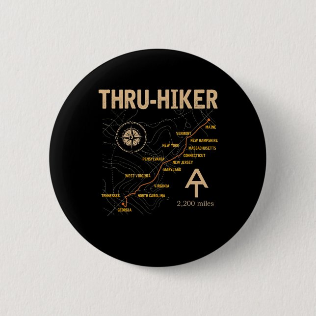 Badge Rond 5 Cm Thruh Hiker Appalachian Trail Randonnée (Devant)