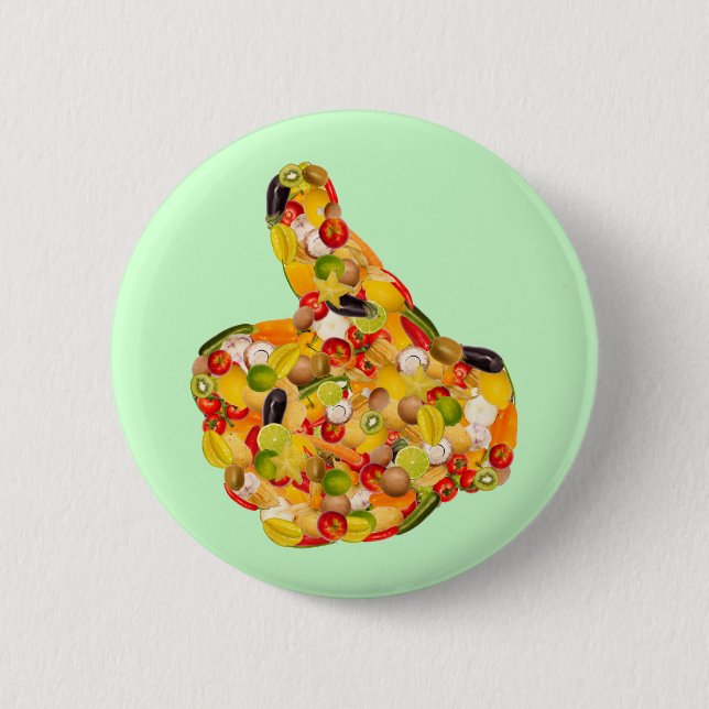Badge Rond 5 Cm Thumbs up of fruits and vegetables (Devant)