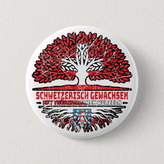 Badge Rond 5 Cm Thüringen Thüringisch Schweizer Schweiz Baum (Devant)
