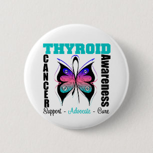 Badge Rond 5 Cm Thyroid Cancer  Awareness Butterfly