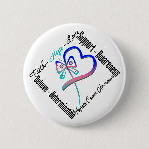 Badge Rond 5 Cm Thyroid Cancer Faith Hope Love Butterfly