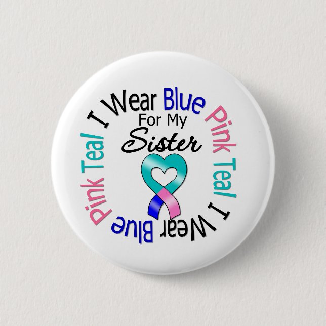 Badge Rond 5 Cm Thyroïde Cancer Je Porte Du Ruban Coeur Pour Ma So (Devant)