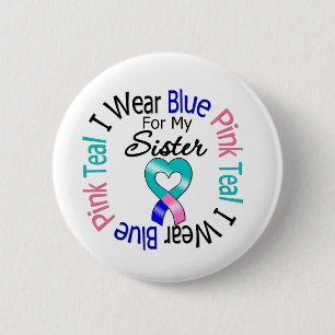 Badge Rond 5 Cm Thyroïde Cancer Je Porte Du Ruban Coeur Pour Ma So