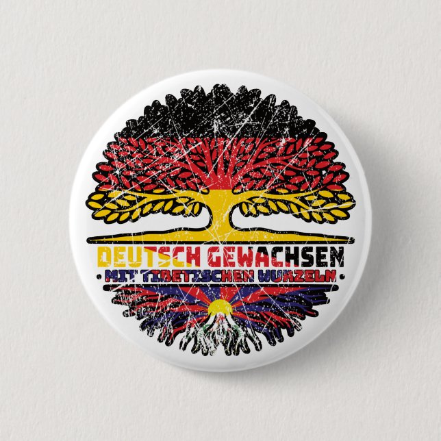 Badge Rond 5 Cm Tibet Deutsch Deutschland Baum Wurzel (Devant)