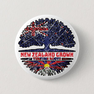 Badge Rond 5 Cm Tibet Nouvelle-Zélande Nouvelle-Zélande Nouvelle-Z