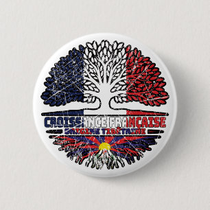 Badge Rond 5 Cm Tibet Tibétain Français France Arbre Racines Drap