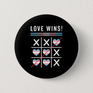 Badge Rond 5 Cm Tic Tac Toe L'amour gagne Fierté transgenre LGBTQ