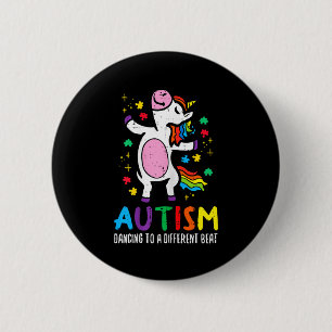 Badge Rond 5 Cm Ticône de sensibilisation à l'autisme dansant sur 