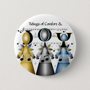 Badge Rond 5 Cm Tidings of Comfort and Joy Christmas Carolers