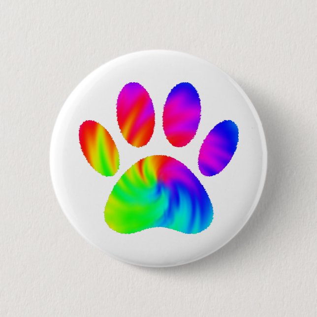 Badge Rond 5 Cm Tie Dye Chien Empreinte de patte Graphic (Devant)