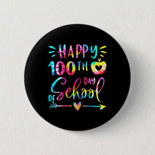 Badge Rond 5 Cm Tie Dye Happy 100e jour Enseignant Étudiant 100