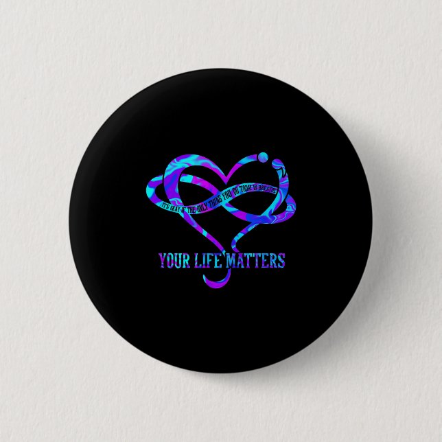 Badge Rond 5 Cm Tie Dye Heart Your Life S Suicide Prevention Aware (Devant)