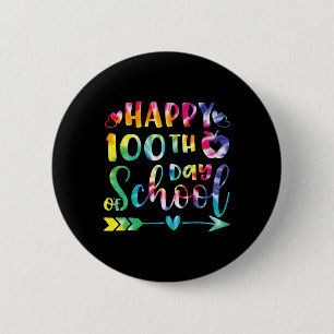 Badge Rond 5 Cm Tie Dye Joyeux 100ème Jour De L'Enseignant Étudian