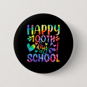 Badge Rond 5 Cm Tie Dye Joyeux 100ème Jour De L'Enseignant Étudian