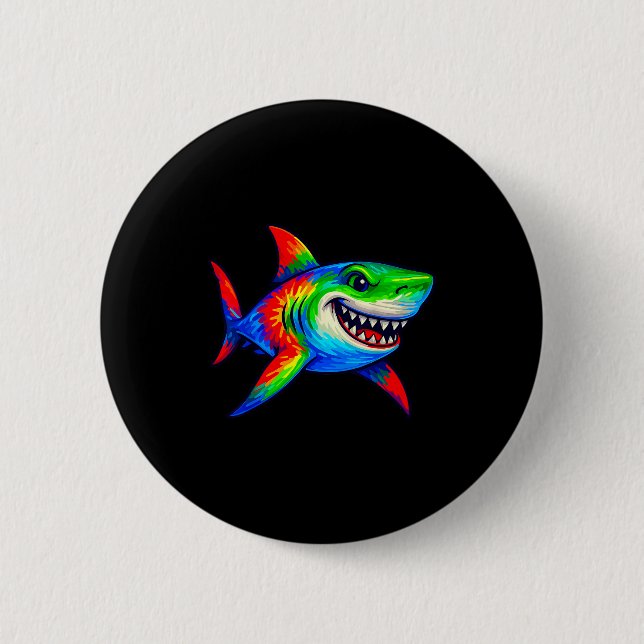 Badge Rond 5 Cm Tie-dye Shark Peace Sign Hipe  (Devant)