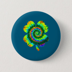 Badge Rond 5 Cm Tie dye trèfle jour de la Saint-Patrick