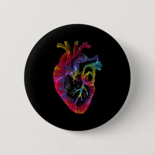 Badge Rond 5 Cm Tiedye anatomique du cœur pour femmes Saint-Valent