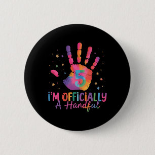 Badge Rond 5 Cm Tiedye J'ai officiellement cinq ans et je suis une