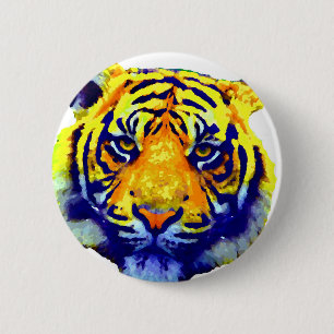 Badge Rond 5 Cm Tiger Eyes Pop Art