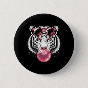 Badge Rond 5 Cm Tiger Face Pink Sungles Jungle Vibes Amoureux des 