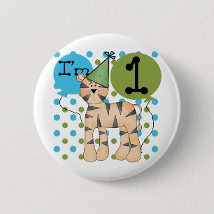 Badge Rond 5 Cm Tigre 1er Anniversaire T-shirts et cadeaux