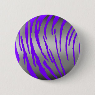 Badge Rond 5 Cm Tigre argenté rayures pourpres