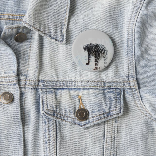 Badge Rond 5 Cm Tigre blanc d'animal sauvage (En situation)