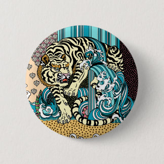 Badge Rond 5 Cm Tigre blanc de Feng