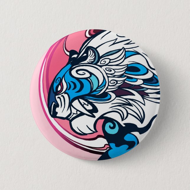 Badge Rond 5 Cm Tigre bleu (Devant)