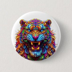 Badge Rond 5 Cm Tigre brillant à la fibre