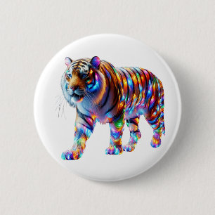 Badge Rond 5 Cm Tigre coloré - Art Verre Vibrant
