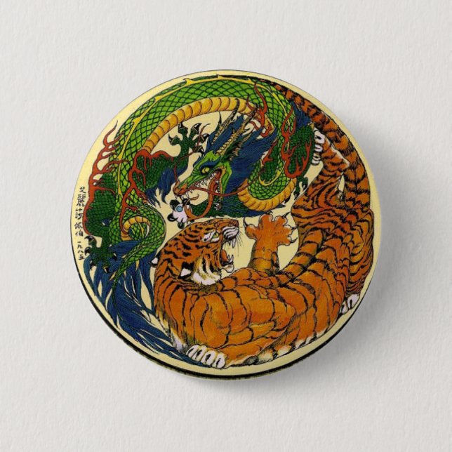 BADGE ROND 5 CM TIGRE DE DRAGON (Devant)