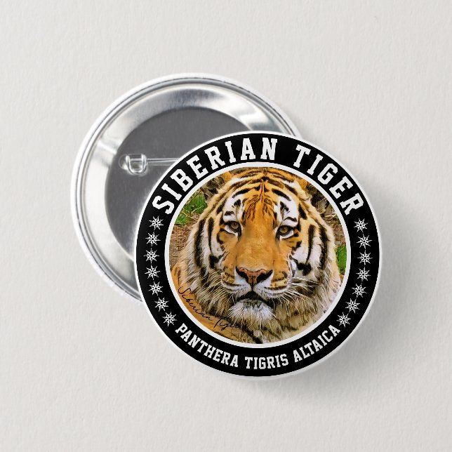 Badge Rond 5 Cm Tigre de Sibérie (Devant & derrière)