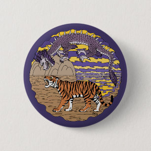 Badge Rond 5 Cm Tigre et dragon
