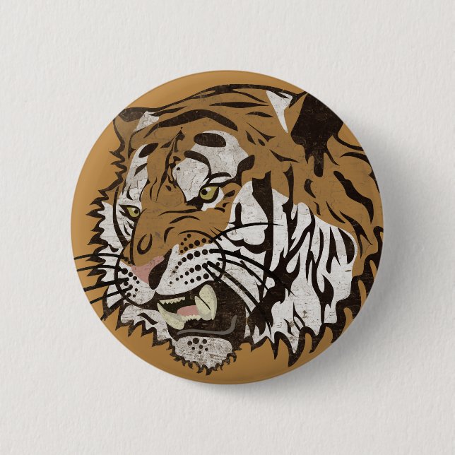 Badge Rond 5 Cm Tigre fâché (Devant)