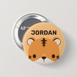 Badge Rond 5 Cm Tigre mignon avec nom personnalisé