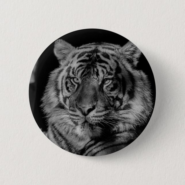 Badge Rond 5 Cm Tigre noir et blanc (Devant)