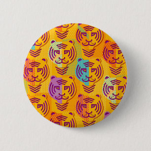Badge Rond 5 Cm Tigre pattern on dark yellow