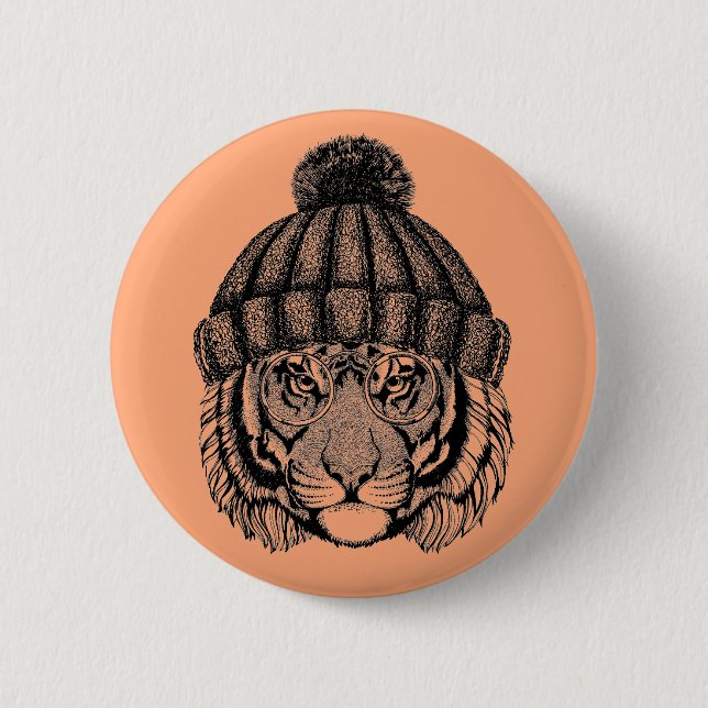 Badge Rond 5 Cm Tigre prêt de mode d'hiver (Devant)