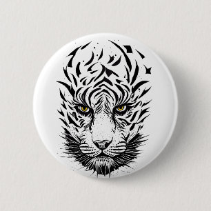 Badge Rond 5 Cm Tigre Wild Animal Nature Illustration Art Tatouage