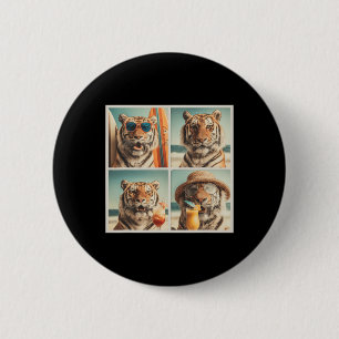 Badge Rond 5 Cm Tigres Cool Avec Lunettes Animaux Vacances Plage É